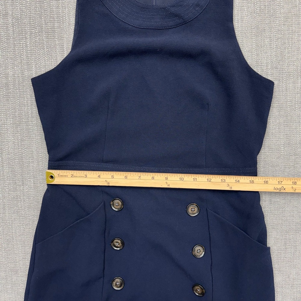 Banana Republic Utility Sheath Dress Womens 8 Navy Sleeveless Button Pocket - Picture 10 of 16